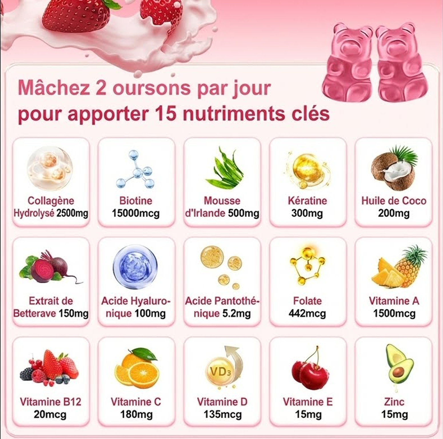 LumaGum™ Gummies Collagène Premium à la fraise