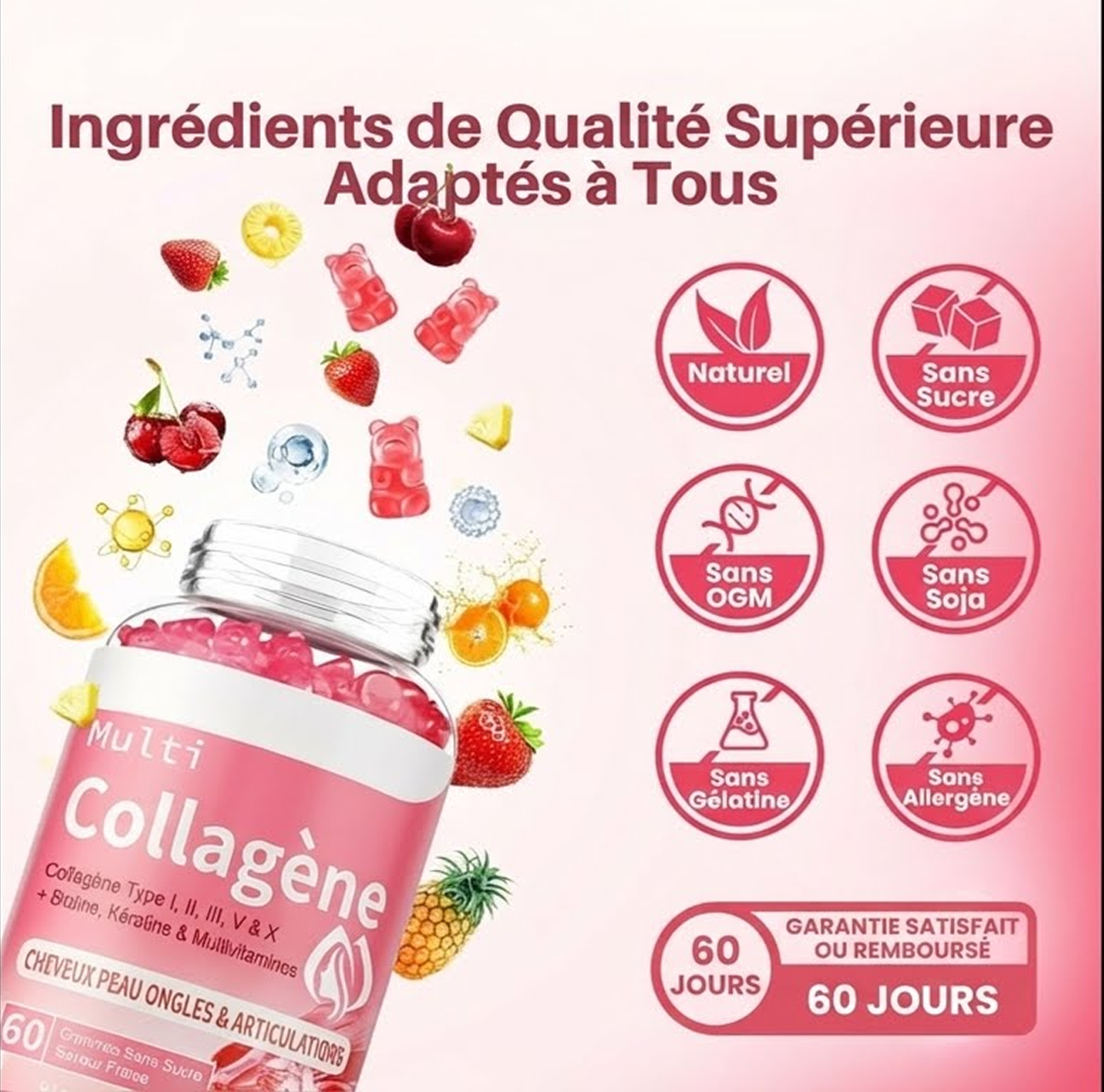 LumaGum™ Gummies Collagène Premium à la fraise
