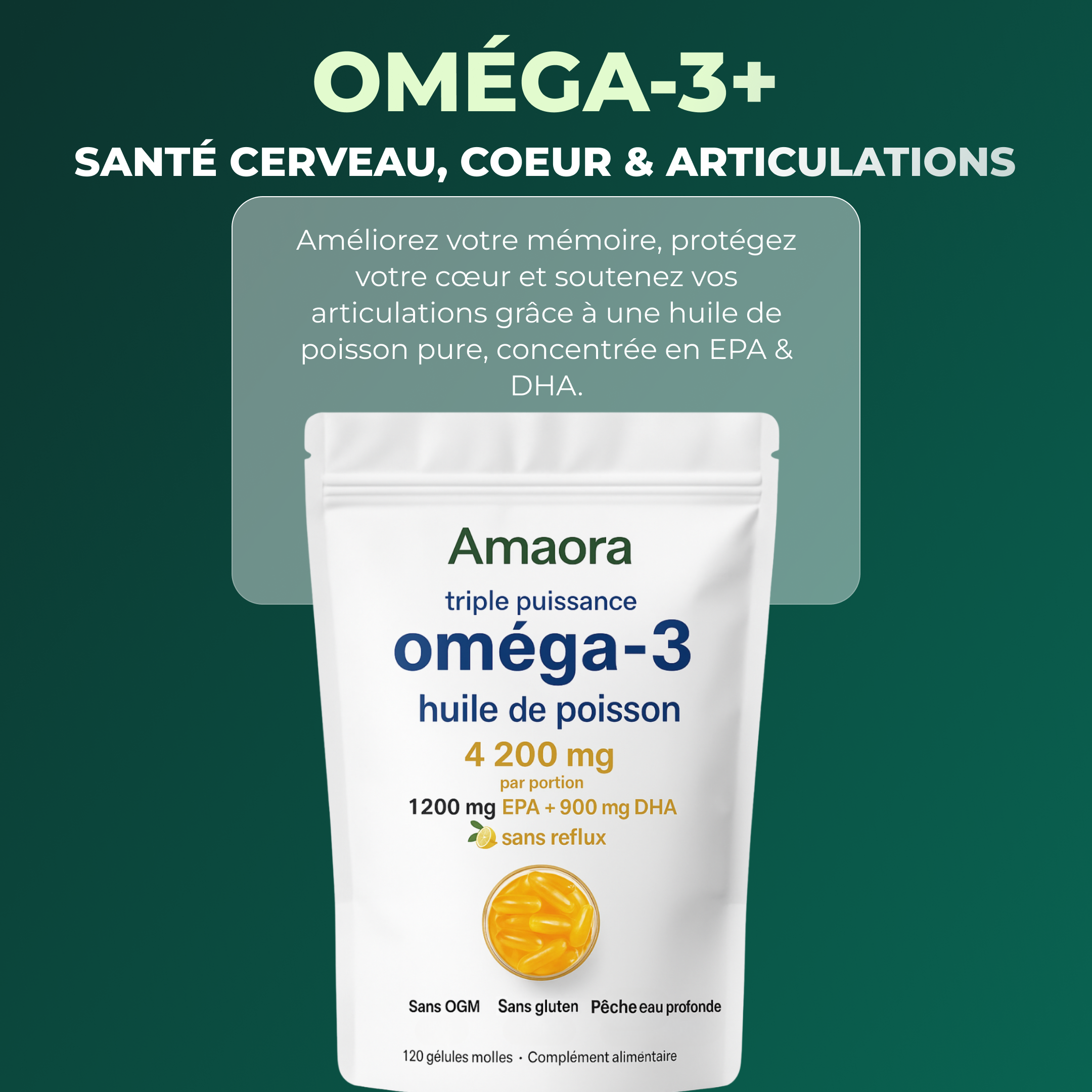 Oméga-3 Triple Puissance – Pour la peau le Cerveau et les Articulations